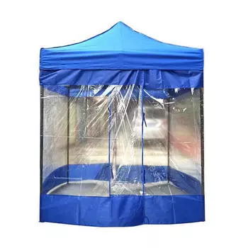 Тент и навес AXZ складной на четырех ножках, синяя палатка 2x2 + прозрачная ткань с 4 сторон, красные примечания