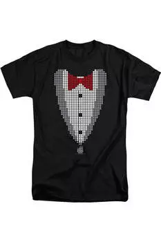 Теория большого взрыва пикселизированный смокинг короткий рукав взрослый высокий футболка / футболка Gildan, черный