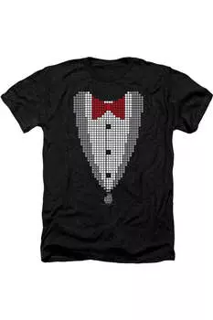 Теория большого взрыва пикселизированный смокинг взрослая футболка Heather / футболка Gildan, черный