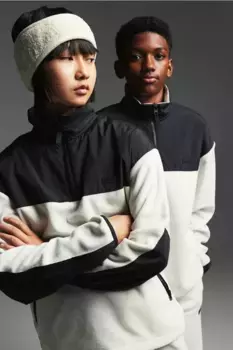 Теплая флисовая блузка с молнией сверху H&M, белый