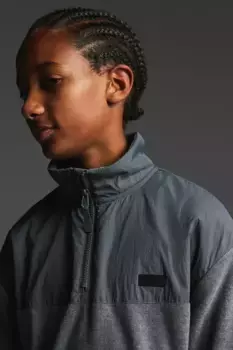 Теплая флисовая блузка с молнией сверху H&M, серый