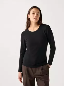 Теплая футболка с круглым вырезом Uniqlo, черный