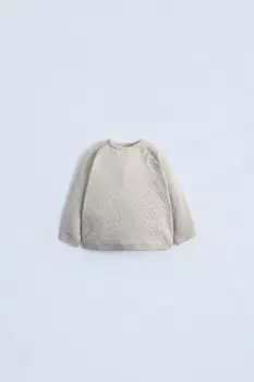 Теплая футболка ZARA, светло-бежевый