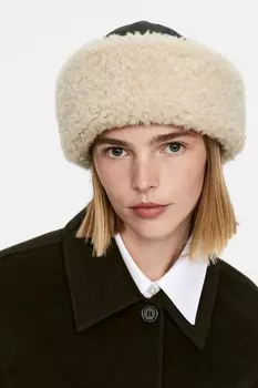 Теплая кожаная шапка Arket, черный