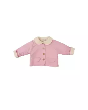 Теплая куртка для девочки на пуговицах BABID, розовый