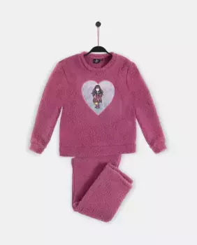 Теплая пижама для девочки с длинными рукавами и длинными штанами Santoro, фиолетовый