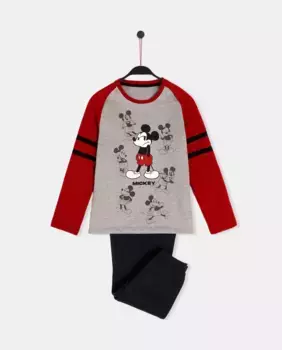 Теплая пижама для мальчика с длинными рукавами и длинные штаны с манжетами Disney, светло-серый