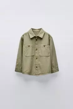 Теплая рубашка ZARA, хаки