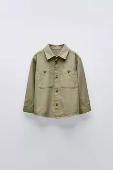 Теплая рубашка ZARA, хаки