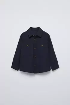 Теплая рубашка ZARA, темно-синий