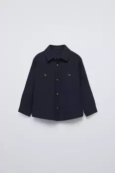 Теплая рубашка ZARA, темно-синий