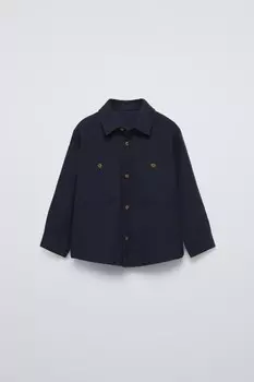 Теплая рубашка ZARA, темно-синий