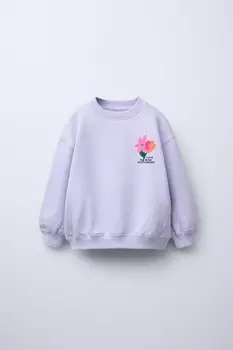 Теплая толстовка с принтом ZARA, сиреневый