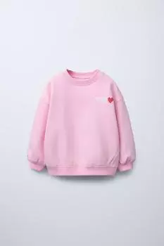 Теплая толстовка с принтом ZARA, средне-розовый