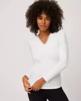 Теплая женская хлопковая футболка с длинными рукавами Ysabel Mora, белый