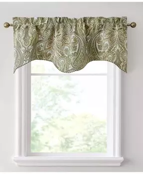 Теплоизолированная затемняющая декоративная штора Paris Paisley с карманом для стержня, короткая зубчатая занавеска для кухни, ванной комнаты, подвала и небольших окон HLC.me, зеленый