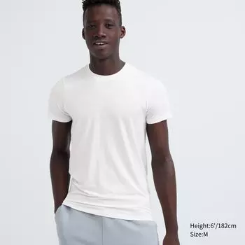 Тепловая футболка HEATTECH с круглым вырезом и короткими рукавами Uniqlo, белый