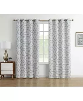 Тепловые шторы Chic Living 100% Max Blackout Trellis Clover — ширина 52 дюйма x длина 96 дюймов, бежевый Kate Aurora, белый