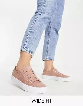 Теплые бежевые кроссовки на шнуровке ASOS DESIGN Wide Fit Dizzy