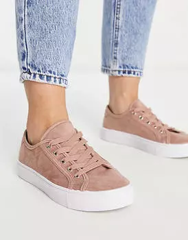 Теплые бежевые кроссовки на шнуровке ASOS DESIGN Wide Fit Dizzy