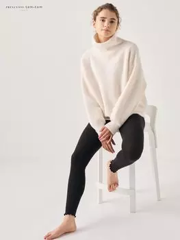 Теплые леггинсы в рубчик из кашемира Uniqlo, черный