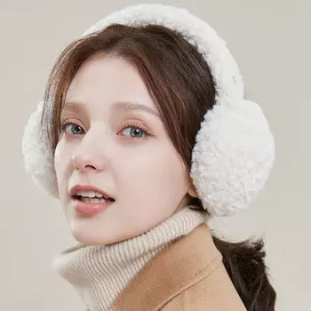 Теплые наушники Kuang-Chi для женщин, осенние и зимние милые плюшевые наушники, складные защитные наушники - Off-White