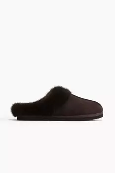 Теплые тапочки на подкладке H&M, коричневый