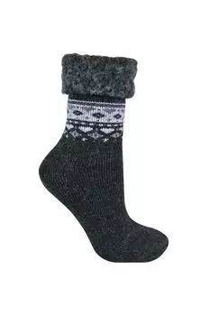 Теплые зимние носки с перевернутым верхом в скандинавском стиле Sock Snob, черный