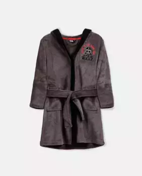 Теплый детский халат с длинными рукавами и застежкой на пояс Disney, серый