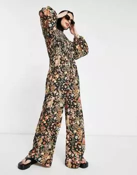 Теплый комбинезон с цветочным принтом ASOS DESIGN