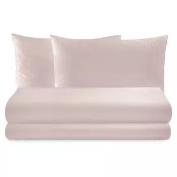 Теплый комплект постельного белья с простынью из хлопковой фланели, однотонный - Рим Lisola Basic, роза, полуторный