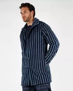 Теплый мужской халат с длинными рукавами синего цвета Admas, синий