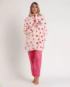 Теплый розовый женский халат с длинными рукавами Santoro