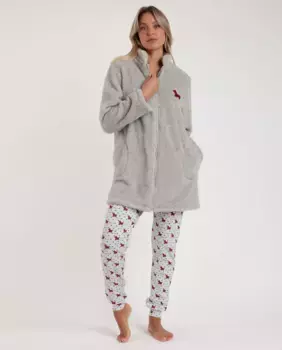 Теплый серый женский халат с длинными рукавами Admas