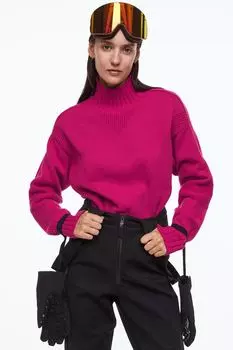 Теплый свитер с высоким воротником H&amp;M, малиново-розовый