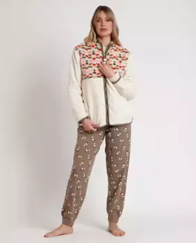 Теплый женский халат цвета экрю с длинными рукавами Peanuts