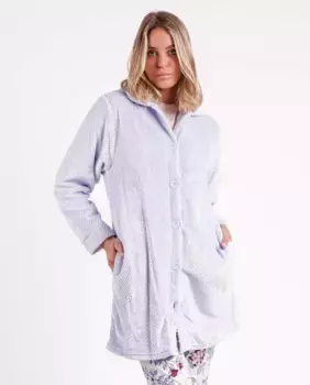 Теплый женский халат на пуговицах Admas, светло-серый