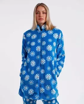 Теплый женский халат с длинными рукавами и карманами. Mr. Wonderful, синий