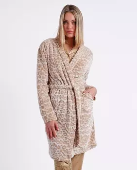 Теплый женский халат с длинными рукавами и застежкой на пуговицы Admas, желтый