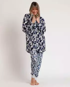 Теплый женский халат синего цвета с длинными рукавами Disney