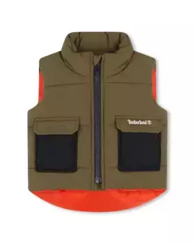 Теплый жилет для мальчика на молнии Timberland, цвет Kaki