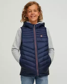 Теплый жилет для мальчика с капюшоном Jack & Jones, темно-синий