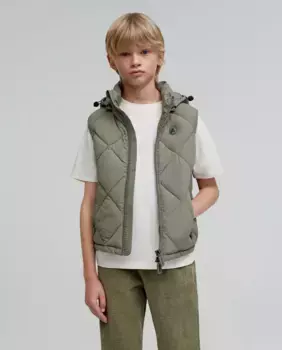 Теплый жилет для мальчика со съемным капюшоном Scalpers, цвет Kaki