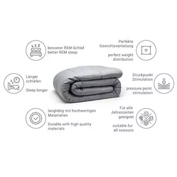 Терапевтическое одеяло NYVI GravityCare 7 кг, 150x200 см с согревающим плюшевым чехлом - утяжеленное антистрессовое одеяло - чувствуете себя хорошо и лучше спите - тяжелое пуховое одеяло для релаксации с плюшевым чехлом