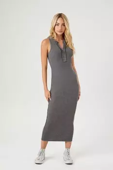 Термальное платье-миди с борцовкой на спине Forever 21, угольный