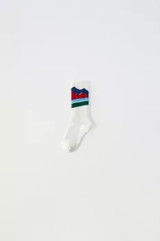 Термальные горные носки в полоску ZARA, экрю