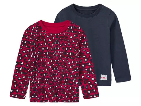 Термальные рубашки с длинными рукавами для малышей lupilu, 2 шт., с начесом внутри, с рисунком/темно-синий