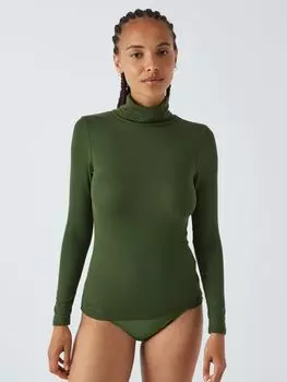 Термальный топ с тепловыделяющим ребристым воротником и воротником-стойкой John Lewis, хаки