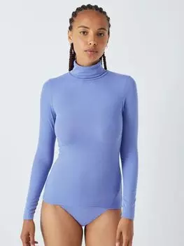 Термальный топ с тепловыделяющим ребристым воротником и воротником-стойкой John Lewis, веджвуд