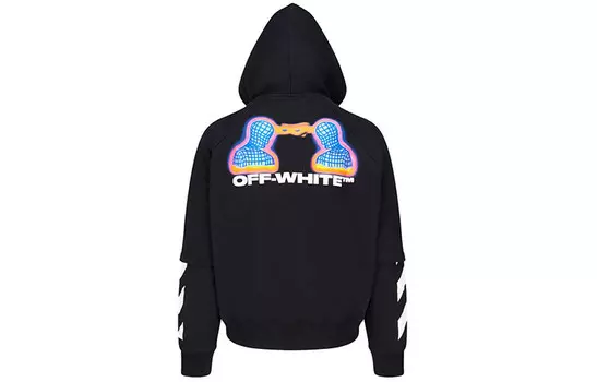 Термо толстовка с капюшоном с двойным рукавом Off-White